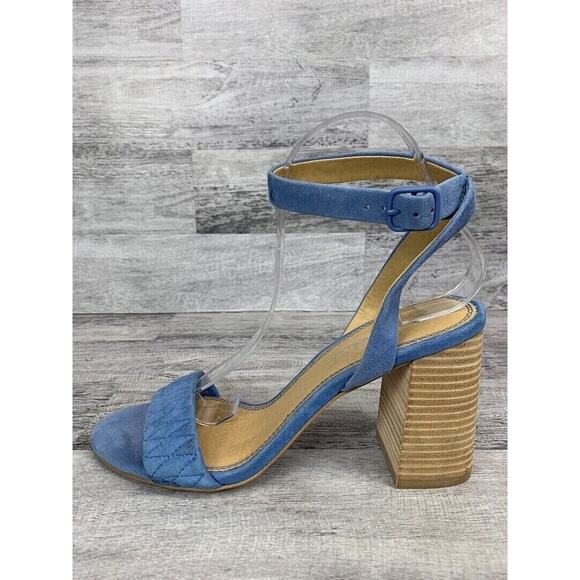 Splendid Womens Blue Suede Ankle Strap Block Heel Sandals Size 9 - Picture 6 of 8